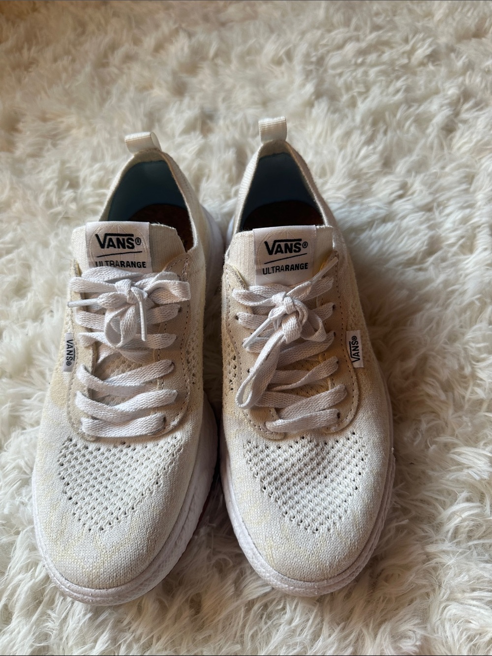 Vans Ultrarange Knit Sneakers in Cream/White